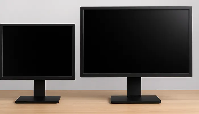مقایسه سایز صفحه نمایش دو مانیتور
